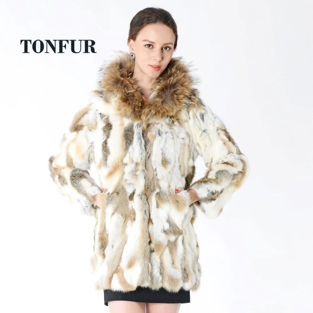 Новое поступление длинное пальто из натурального кроличьего меха с роскошным