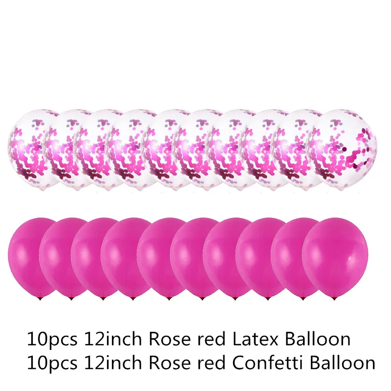 20pcs Rose red 20 шт./компл. 12 дюймов шар цвета розового золота конфетти золото День Рождения украшения юбилей свадебные шары подарок для гостей свадьбы - Цвет: 20pcs Rose red