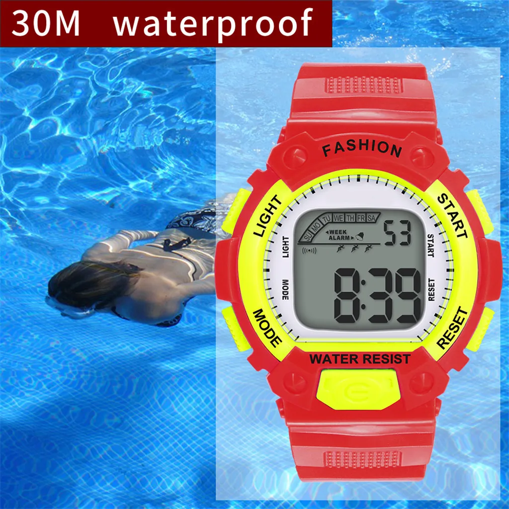 Мужчины мальчик девочка детские электронные часы Multi-function 30 M водостойкие многоцветные дополнительные спортивные часы relógio esportivo relojes