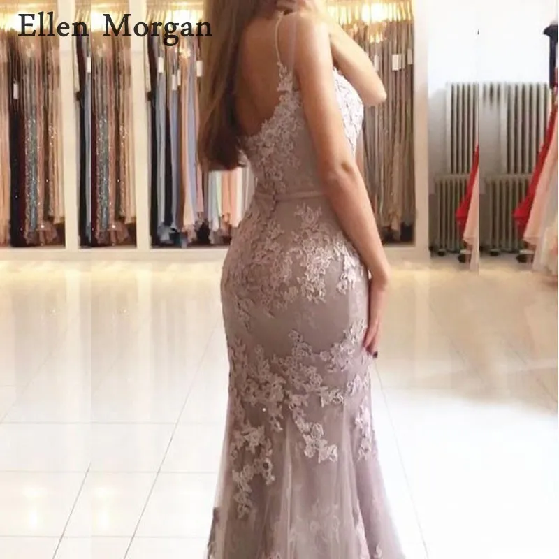 Сексуальные Длинные вечерние платья с русалочкой 2019 бретельки v образный вырез