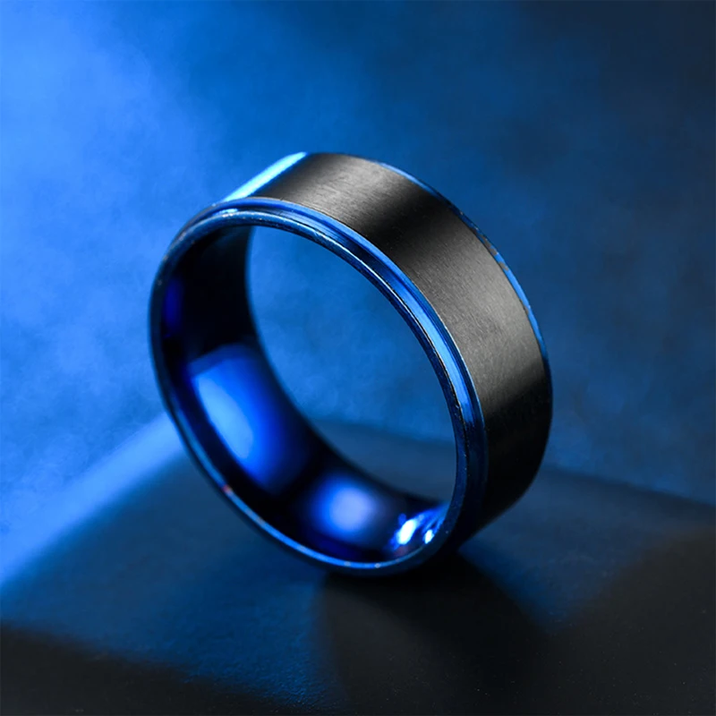Мужское и женское кольцо Infinity Love Her Demon His Angel с голубыми буквами ширина титановой