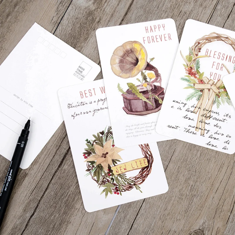 30 шт./лот в другое время Рождественская открытка с днем рождения поздравительная