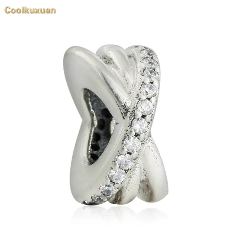 Бусины-шармы из серебра 925 пробы с прозрачным фианитом для браслета Pandora |