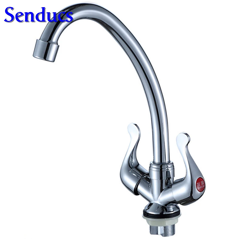 Бесплатная доставка горячая Распродажа кухонный кран с двойной ручкой высокое