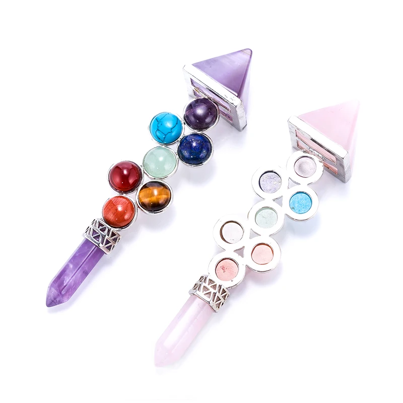 Новинка 7 маятник с чакрами Исцеляющие кристаллы палочка натуральные камни