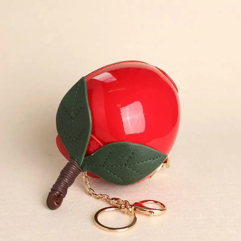 3D симпатичное яблоко PU кожа молния Мини Брелок-Кошелек для монет кулон маленький кошелек ключ чехол для женщин сумка рюкзак-брелок аксессуары