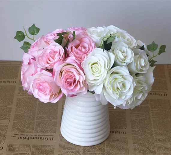 

Burgundy Flower Bouquet Silk Rose Flower Dark Red Bouquet Burgundy Brides Bridesmaids Bouquet Artificial Flower Bouquets Silk Ro