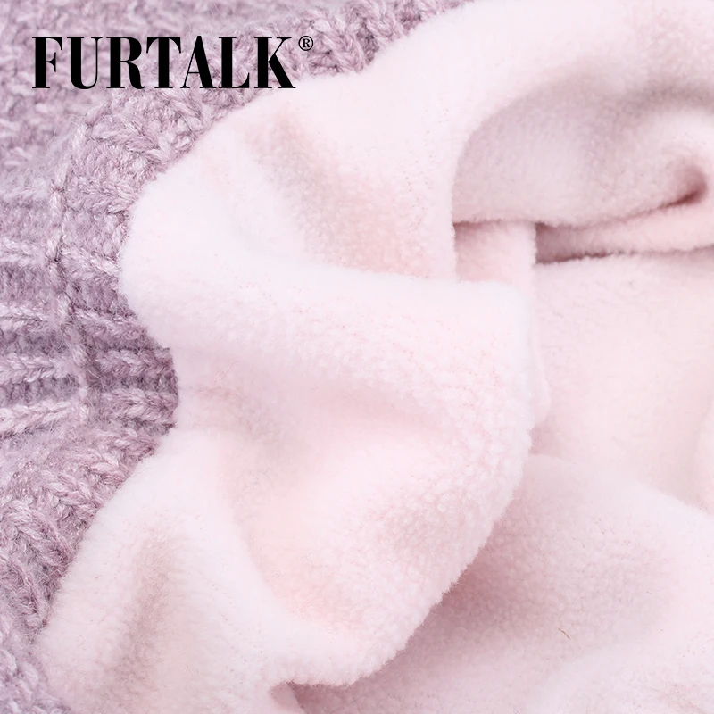 FURTALK Шерстяная Зимняя Детская Шапка и Шарф для Девочики с Помпоном Шапка Ушанка Трикотажная Кепка для Мальчиков Шапки девушка шарф CH001