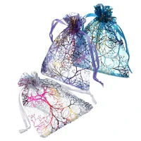 louleur 25pcslot 7x9cm 9x12cm 10x15cm blue purple white coral pattern drawstring yarn bag pouches for jewelry packaging f5854