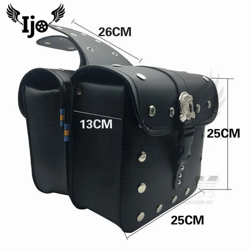 eagle rivet black leather motorbike tool luggage tail pouch moto side bag for honda suzuki yamaha Kawasaki motorcycle saddlebag |