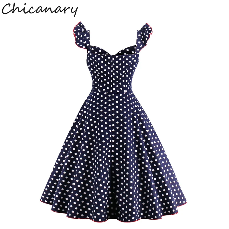 Кляузничество 50 s Винтаж Элегантное коктейльное платье ретро качели в горошек