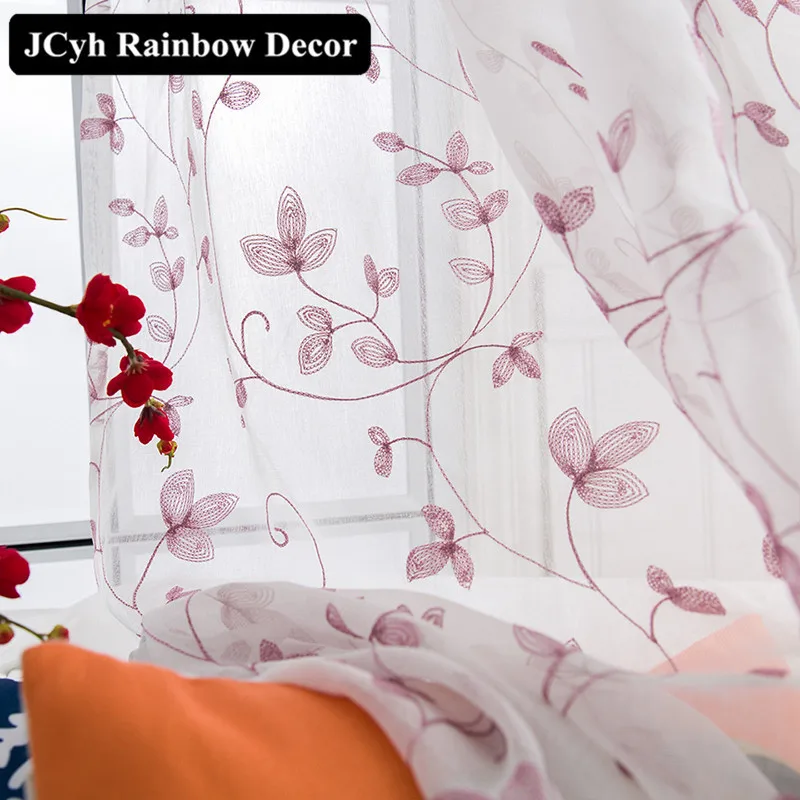 Оконные шторы в японском стиле с вышивкой виде листьев|curtains for|tulle window curtaincurtain styles