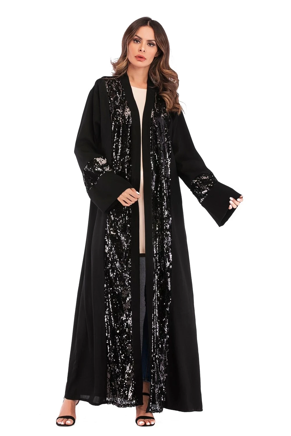 Nida abaya Дубай платье мусульманское женское с принтом Длинное Макси абайя открытая передняя Красивая Рамадан коктейль исламский Турция