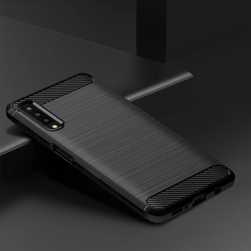 Чехол для Samsung Galaxy A7 2018 A750 из углеродного волокна силиконовая задняя крышка