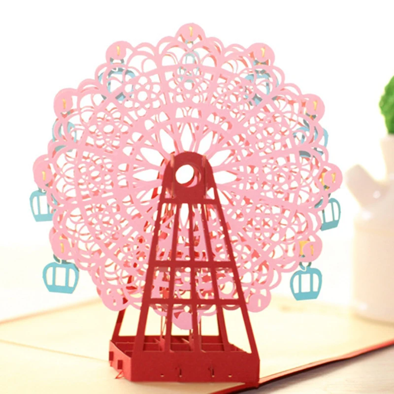 Всплывающая 3D открытка-валентинка с изображением колеса обозрения 2016 год