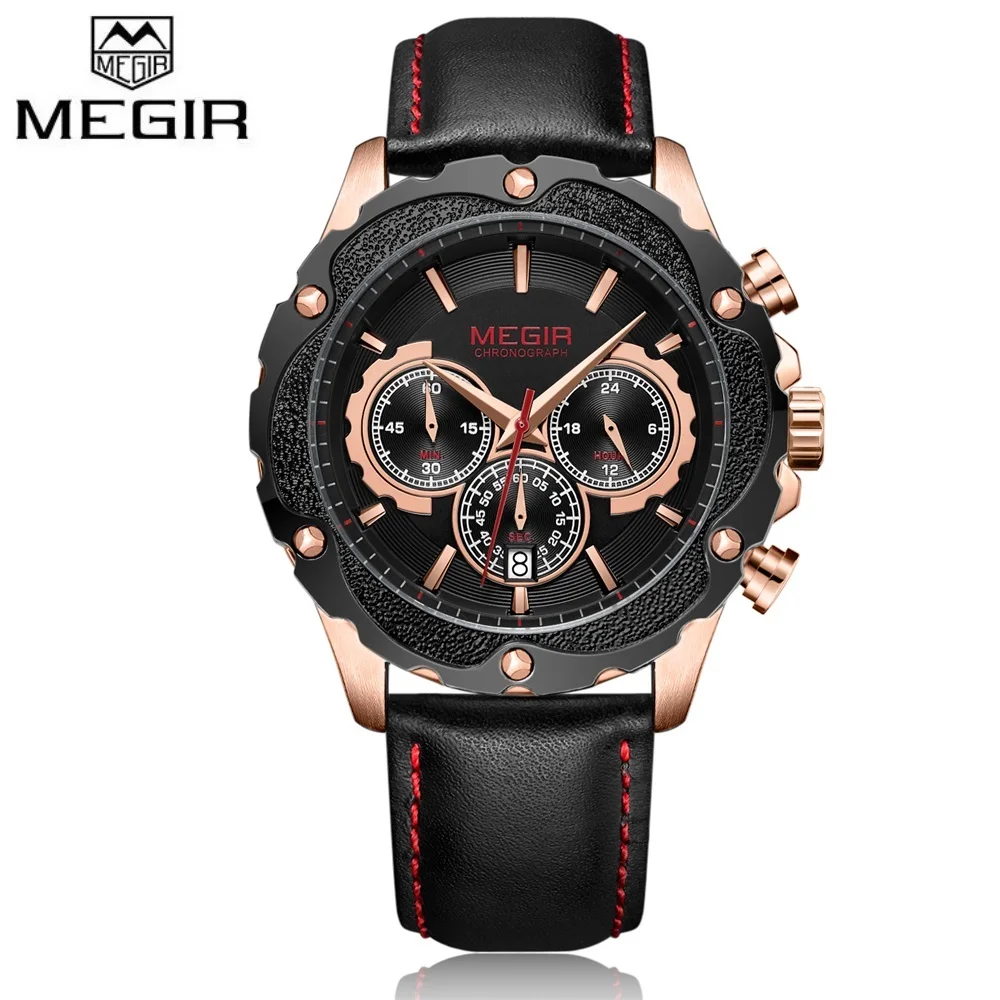 Часы MEGIR мужские повседневные кварцевые из натуральной кожи|masculino|masculinos relogiosmasculino