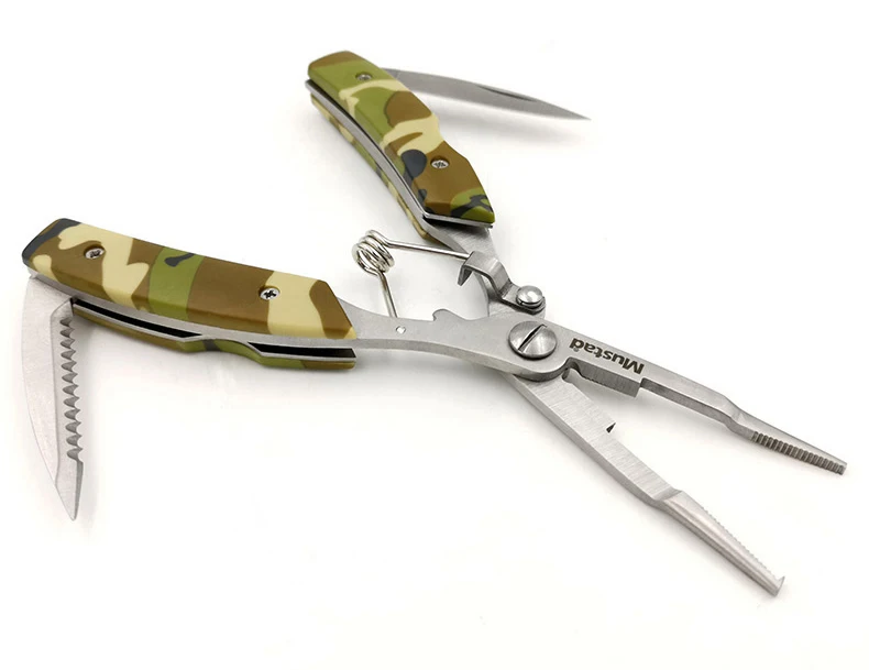 As pictures show Mustad утонченность мультипликатор рыболовные плоскогубцы MT023C многофункциональные нержавеющая сталь приманки клещи отрезать PE леску снять рыболовный крючок Pesca - Цвет: As pictures show