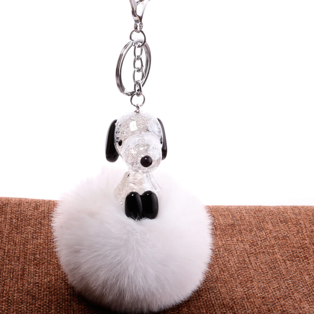 Новинка С украшением в виде кристаллов собака брелок Искусственный мех помпон
