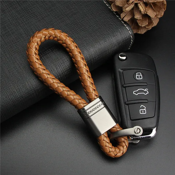 Brown Стильный кожаный для ключа от автомобиля брелок для Ford Infiniti Fiat Хонда Хендай Jaguar Kia Jeep Lexus брелок аксессуары - Название цвета: Brown