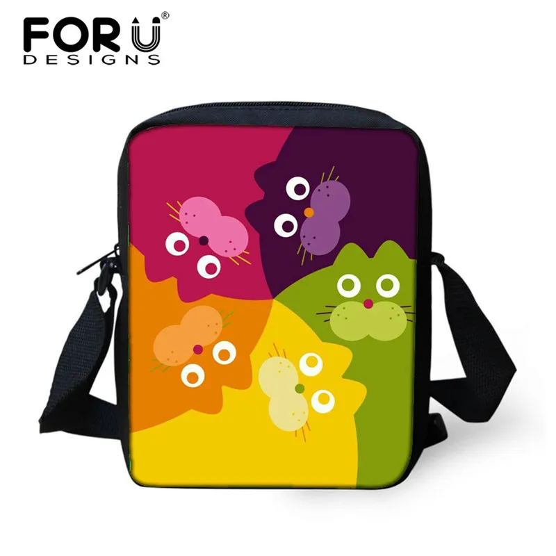 FORUDESIGNS/милые женские мини-сумки через плечо с кошкой, Kawaii маленькие женские сумки-мессенджеры, женские сумки для девочек, детские сумки через плечо - Цвет: XD633E