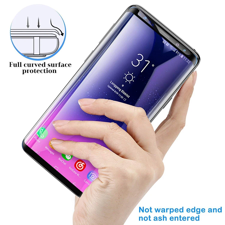 2 шт. Защита экрана для samsung S8 S9 Plus изогнутое закаленное стекло жидкий полный клей УФ-светильник для Galaxy Note8 Note 9 S10 e Plus