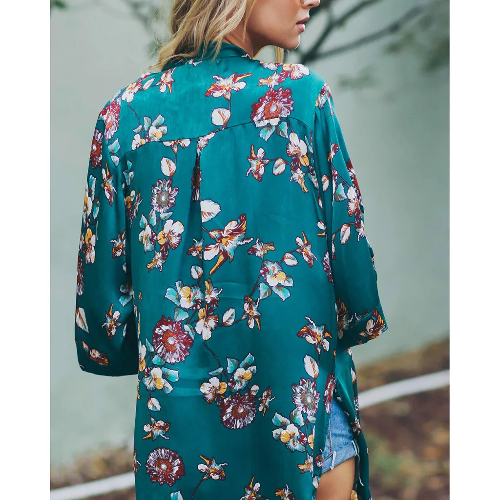 FREE OSTRICH Women Coat Floral Print Beach Blouse Batwing Half Sleeve Navy Summer Fashion Long 2019 New Arrivals | Женская одежда