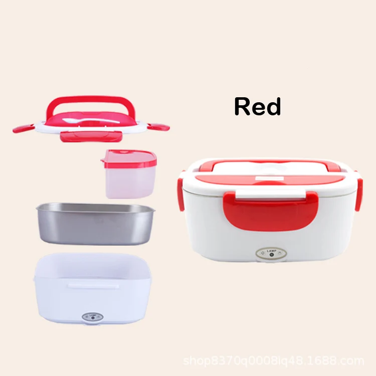 red 3 Портативный Электрический Ланч-бокс для автомобиля 12 в 110 В 220 В Электрический Ланч-бокс с подогревом контейнер для подогрева пищи - Цвет: red 3