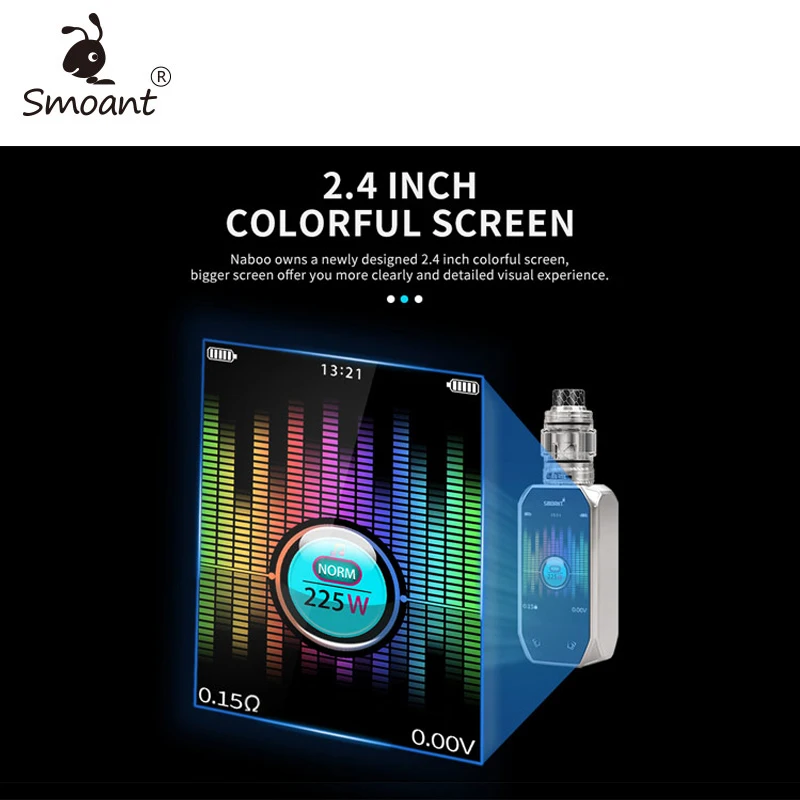 Оригинальный Smoant Набу 225 Вт комплект сенсорная кнопка Max 2 4 дюймов сенсорный экран