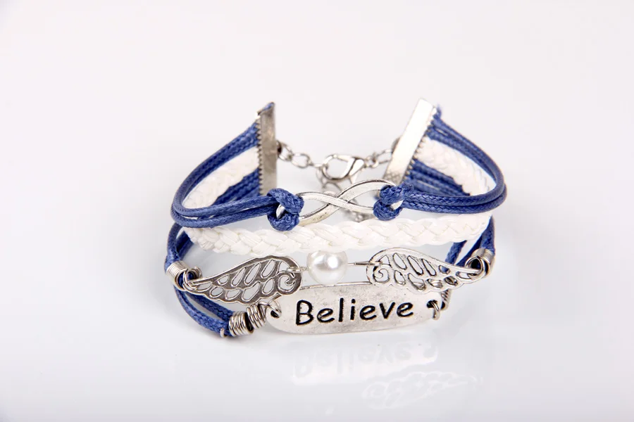Браслет кожаный многослойный с крыльями ангела PSL254|leather bracelet|believe braceletbracelet bracelet |