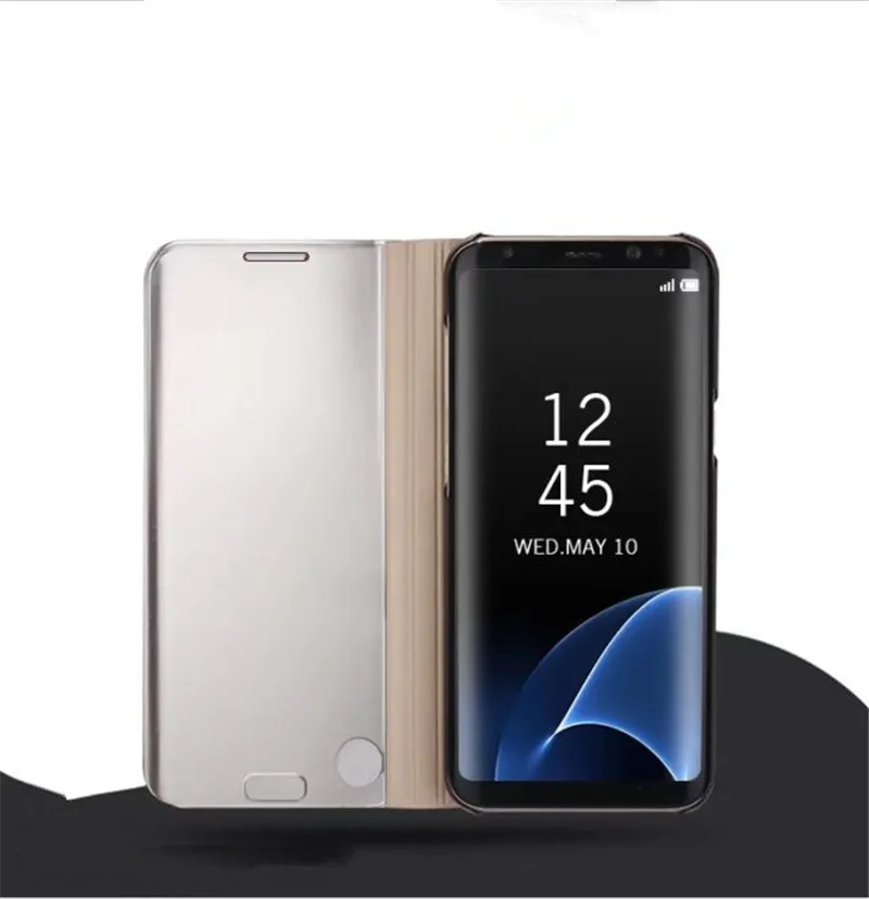 Для samsung Galaxy S6 Edge S7 Edge S8 Plus S9 Plus Note 4 5 Note8 Note9 Роскошный прозрачный зеркальный кожаный флип-чехол с подставкой