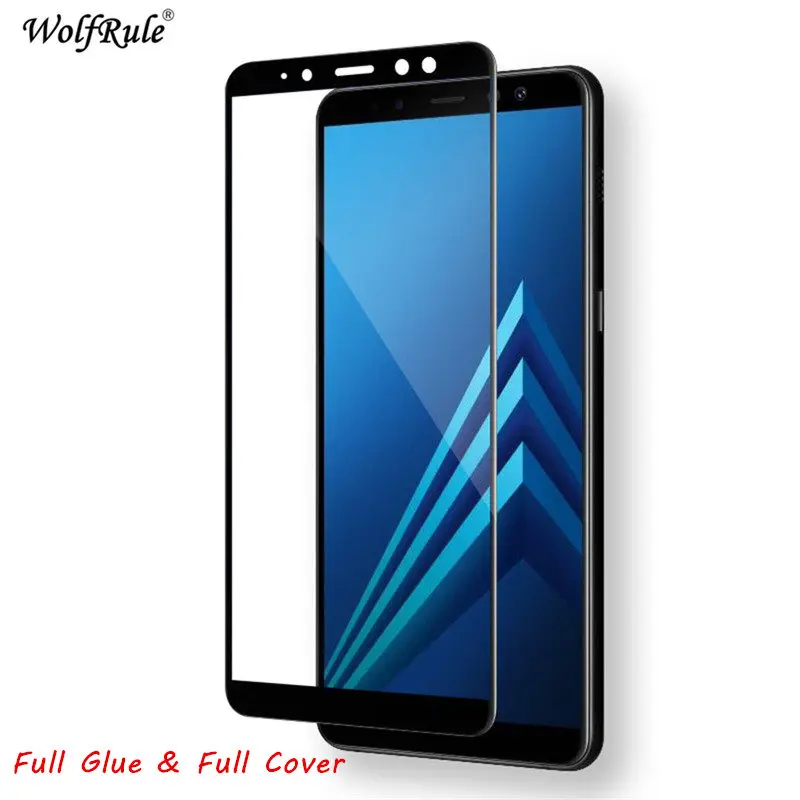 Защита ЖК экрана для Samsung Galaxy A8 2018 полное клеевое стекло A830 покрытие закаленное