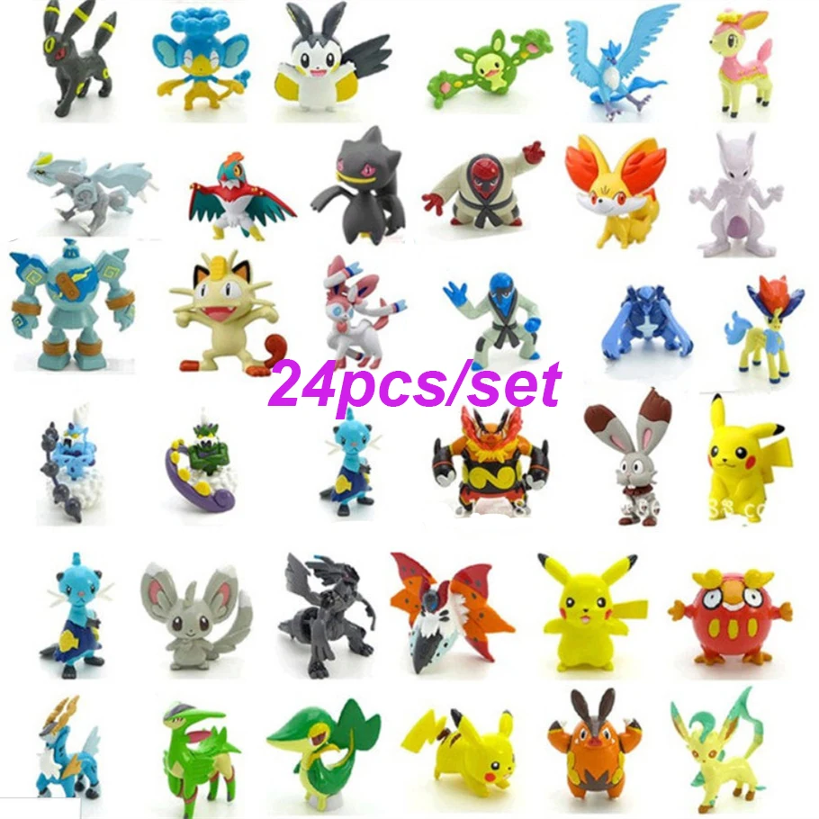 24 шт./компл. милые мини фигурки Pokeball Пикачу модель монстра случайные Brinquedos