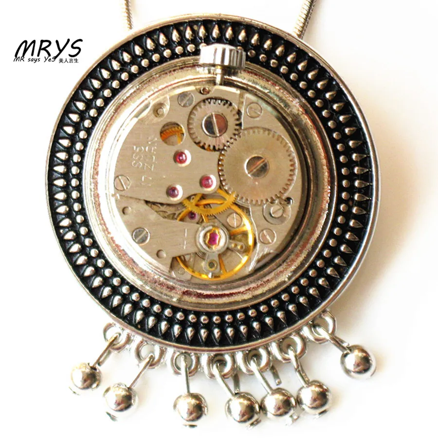 Стимпанк готический панк Рок часы части кулон воротник брошь булавки цепь Шарм