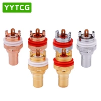 yytcg 4pcs rca female socket chassis cmc connector rhodium plated copper jack 32mm copper plug amp hifi white red audio jacks
