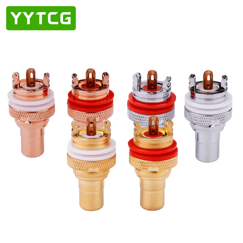 YYTCG 4 шт. RCA гнездо шасси CMC разъем родиевое покрытие медный 32 мм Amp HiFi Белый Красный