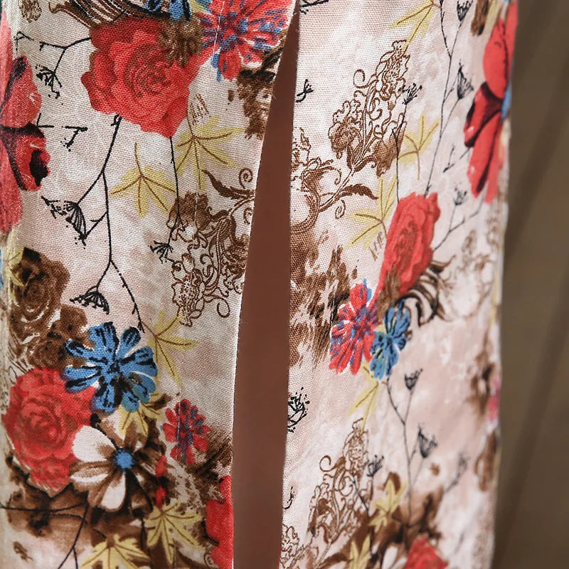 Sheng Coco женские Vestido Cheongsam Qipao осенние ретро женские длинные льняные хлопковые с новогодней елкой, бумажный платья большого размера 3XL