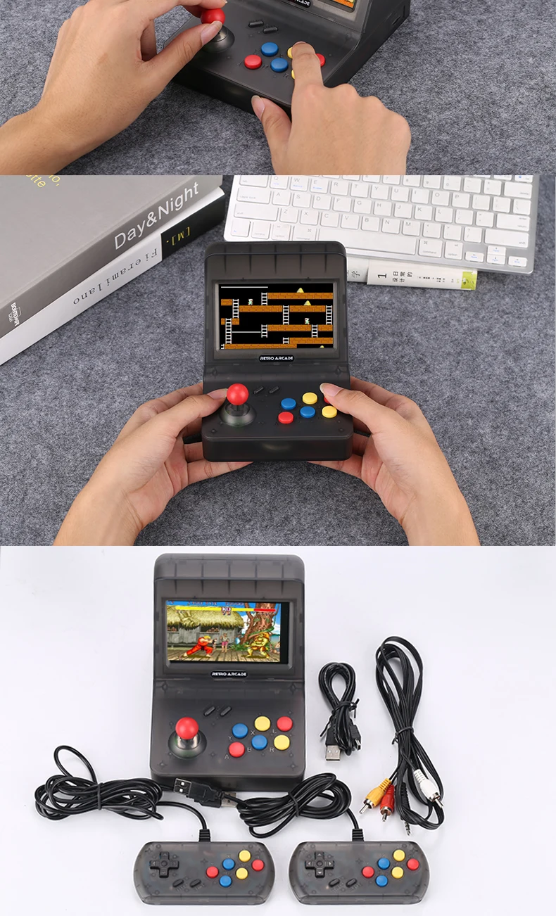 Ретро аркадная мини-игровая консоль 4,3 дюймов, встроенный в 3000 игр, портативная игровая консоль, семейная детская Подарочная игрушка для рождественского подарка