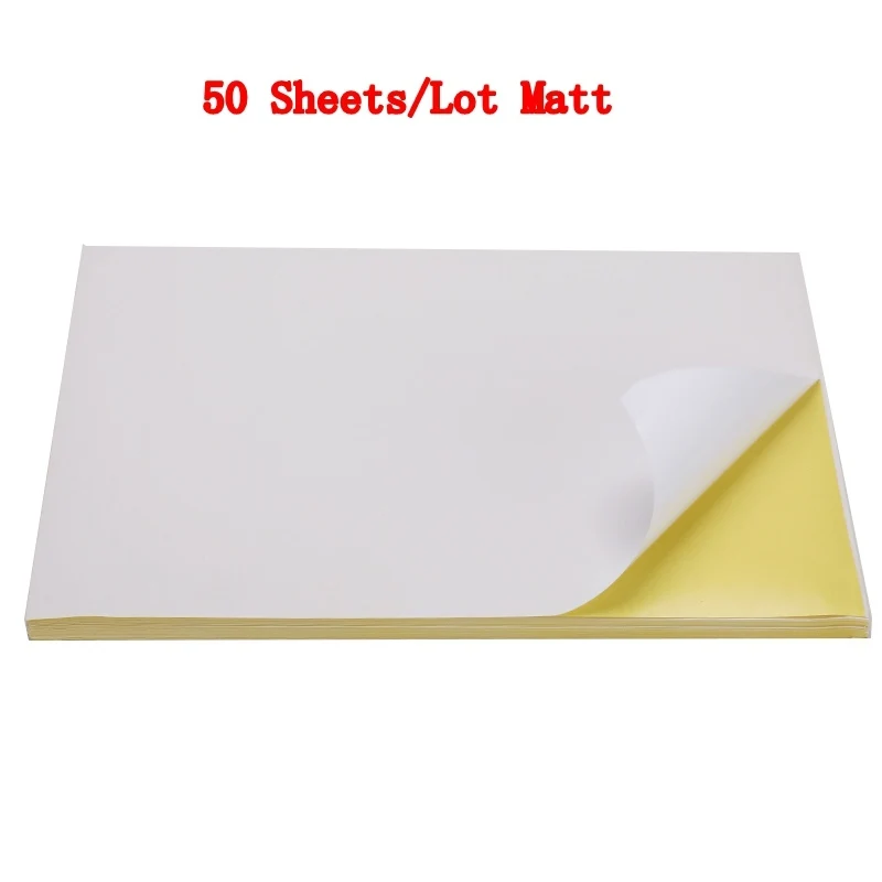 50 sheets Matt 50/100 листов/лот A4 глянцевая и матовая крафт самоклеящаяся бумага для лазерный струйный принтер копир крафт бумага самоклеющаяся наклейка - Цвет: 50 sheets Matt
