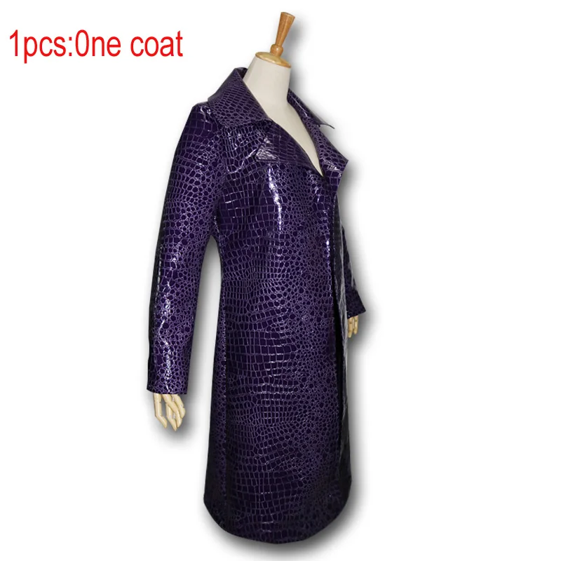 1pcs one coat Харли Квинн Отряд Самоубийц Джокер костюм для косплея фиолетового цвета кожаная куртка для мужчин и женщин Джаред Лето Джокер костюм Хэллоуин кожаная куртка - Цвет: 1pcs one coat