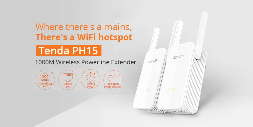 Tenda PH15 1000 м Гигабитный беспроводной wifi сетевой адаптер удлинитель комплект сетевой линии питания ethernet адаптеры 500 мбит/с Homeplug AV2