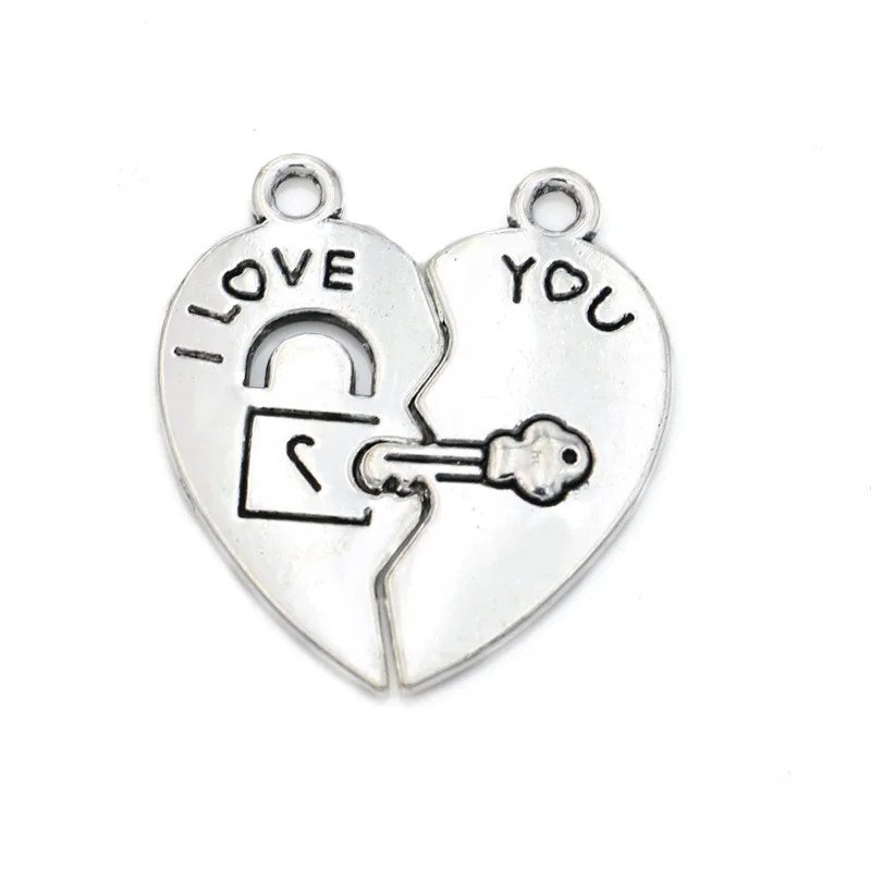 Тибетская Посеребренная Подвеска Я люблю тебя 30 мм|charm pendant|tibetan silver platedlock charm |