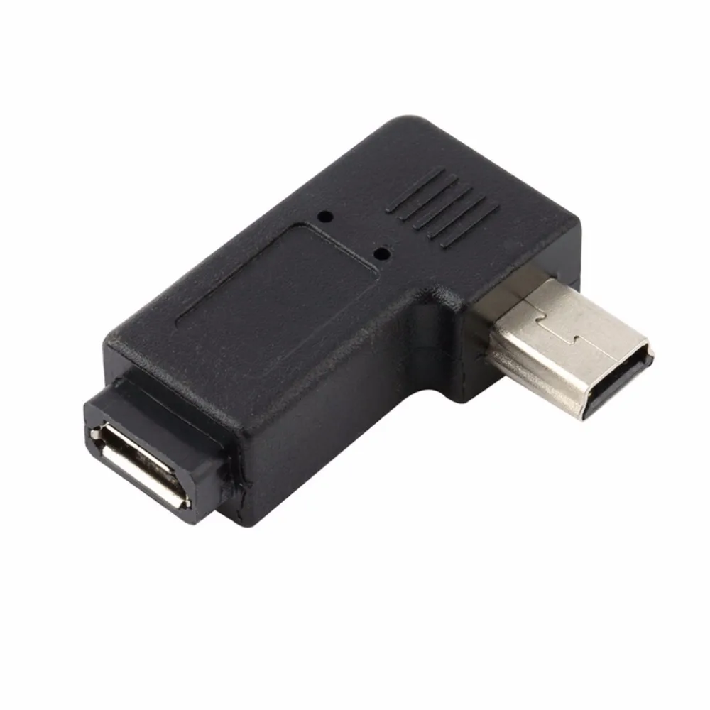 

Mini 5 Pin Male to Micro USB 5 Pin Female 90 Degrees Left / Right Angle Adapter Converter Plug and Play