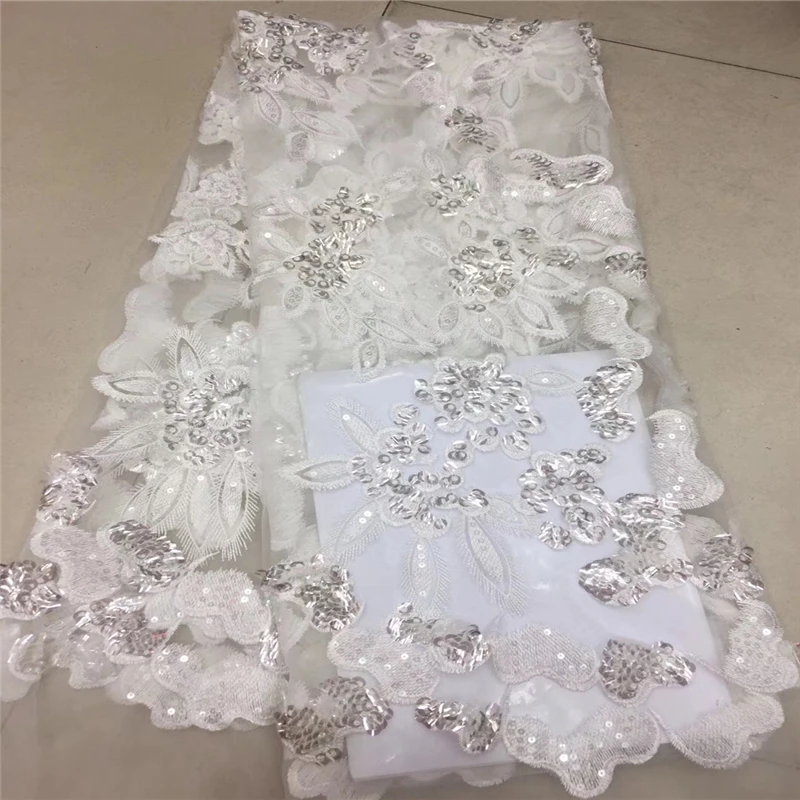 Высокое качество африканская кружевная ткань 2018 французская тюль с пайетками