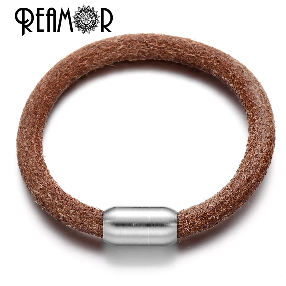 Браслеты из натуральной кожи с большими отверстиями REAMOR 5 типов 8 мм бусины для