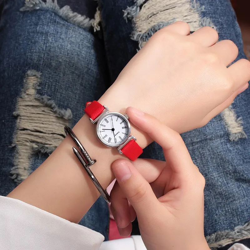 Red Винтажные часы, женские модные наручные часы, браслет для женщин, женские водонепроницаемые кварцевые часы, наручные часы, подарок для девушек, relogio - Цвет: Red