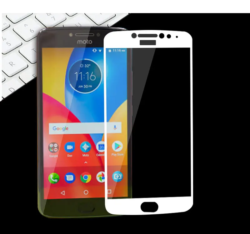 Полноэкранное защитное закаленное стекло для Moto E4 Plus, Защитная пленка для Moto E4 Plus 5,5 '', Защитное стекло для экрана, переднее стекло
