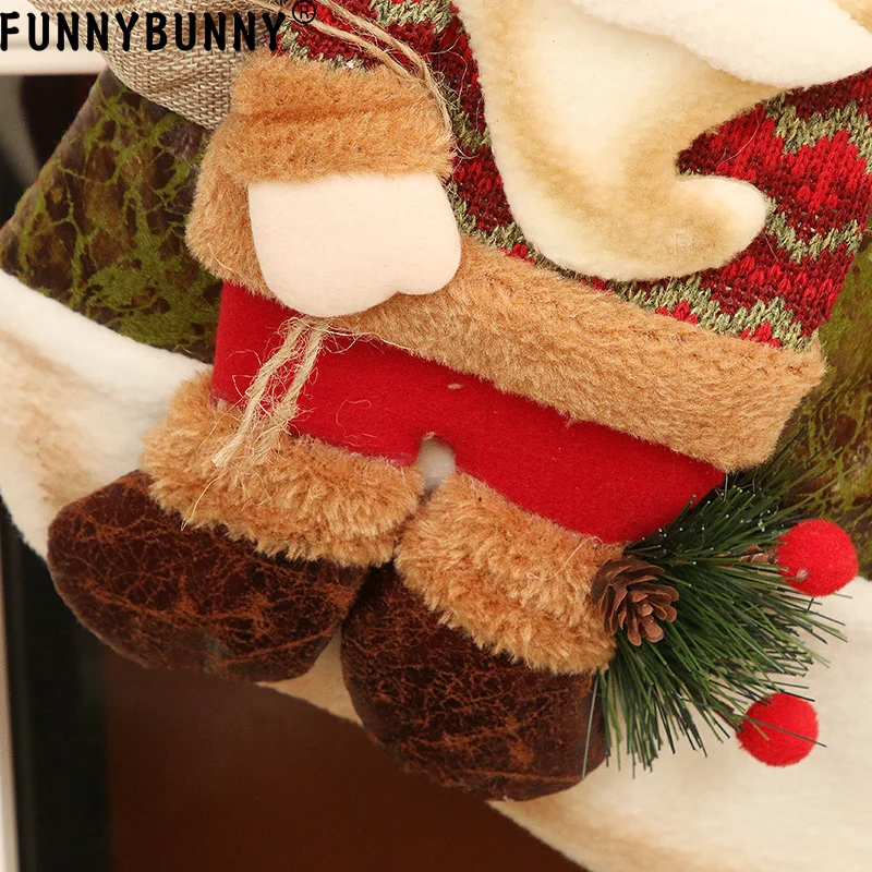 FUNNYBUNNY рождественские носки Подарочная сумка Рождественские украшения мешковина
