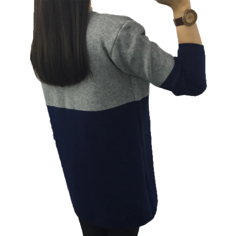 2018 Autumn Winter Women's Patchwork Loose Knitted Sweater Cardigan Female Long Sleeve O-neck Warm Jacket Knitting F579 |