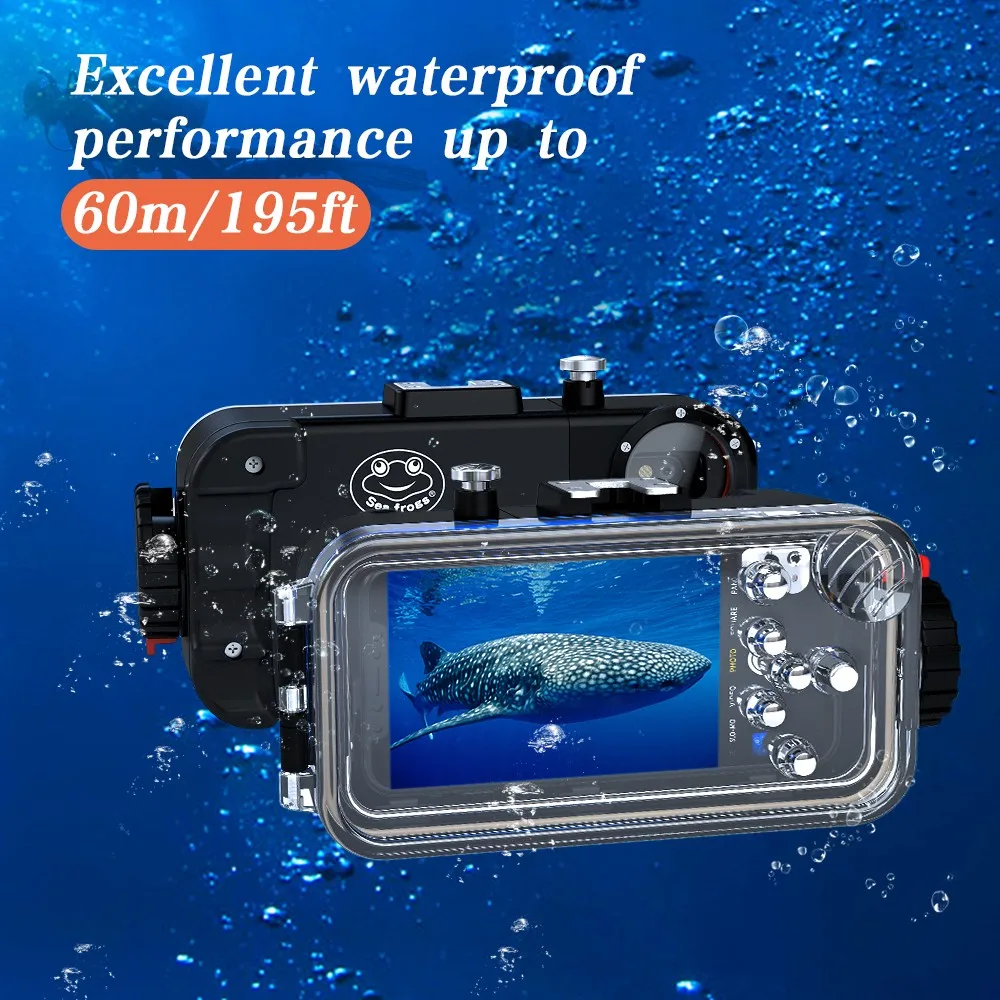 Водонепроницаемый чехол SeaFrogs 60 м/195 футов для подводной съемки iPhone X черный сумки