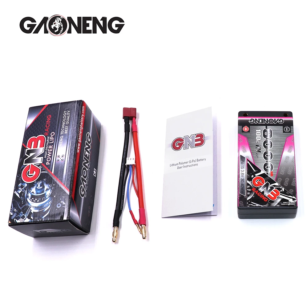 Gaoneng GNB 8000mAh 100C 1S 3.8V HV 4.35V Rechargeable Lipo Battery 4.0mm Banana Plug T for 1:10 RC Car Boat | Игрушки и хобби